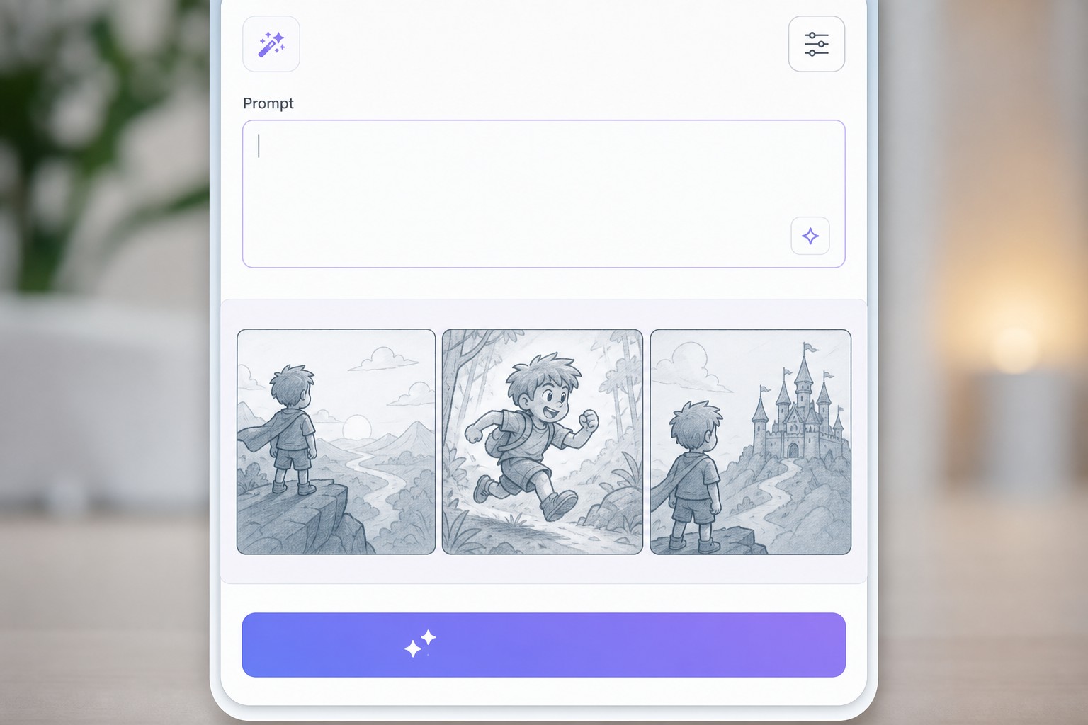 Prompt-to-storyboard view for a cartoon video workflow in a vertical layout